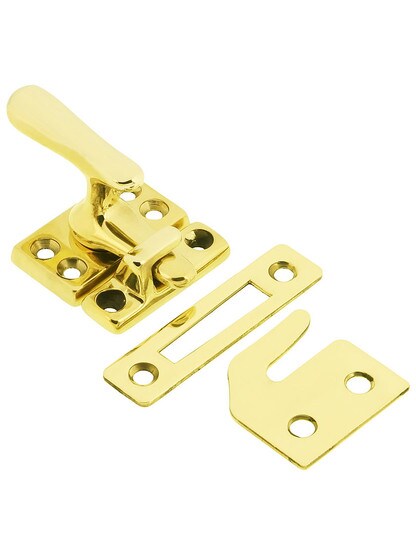 Solid Brass Casement Window Latch in Polished Brass.